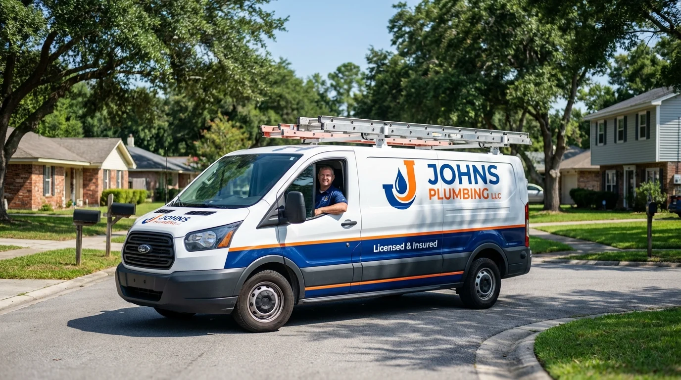 Johns Plumbing LLC service van in San Antonio, TX
