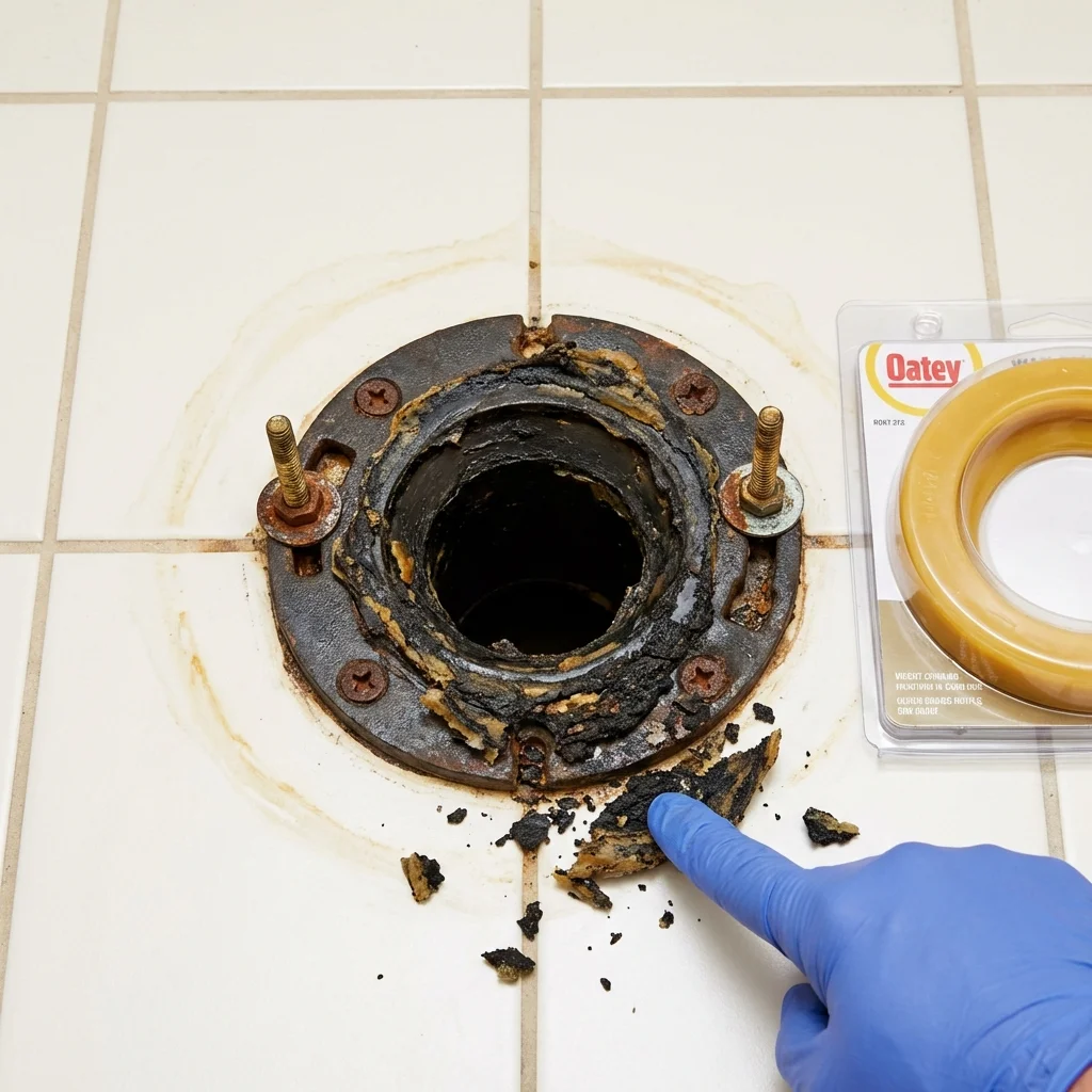 Failed wax ring showing water seepage at the base of a toilet in a San Antonio, TX home